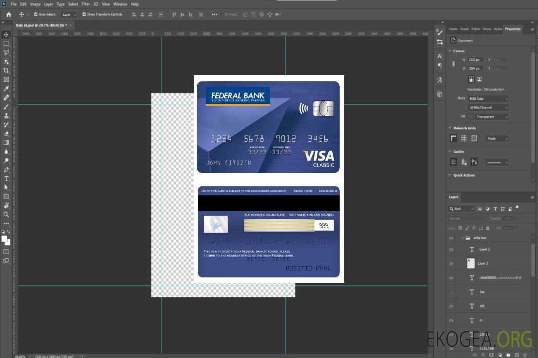 Carte Visa classique de la banque fédérale indienne template Carte Visa classique de la banque fédérale indienne template